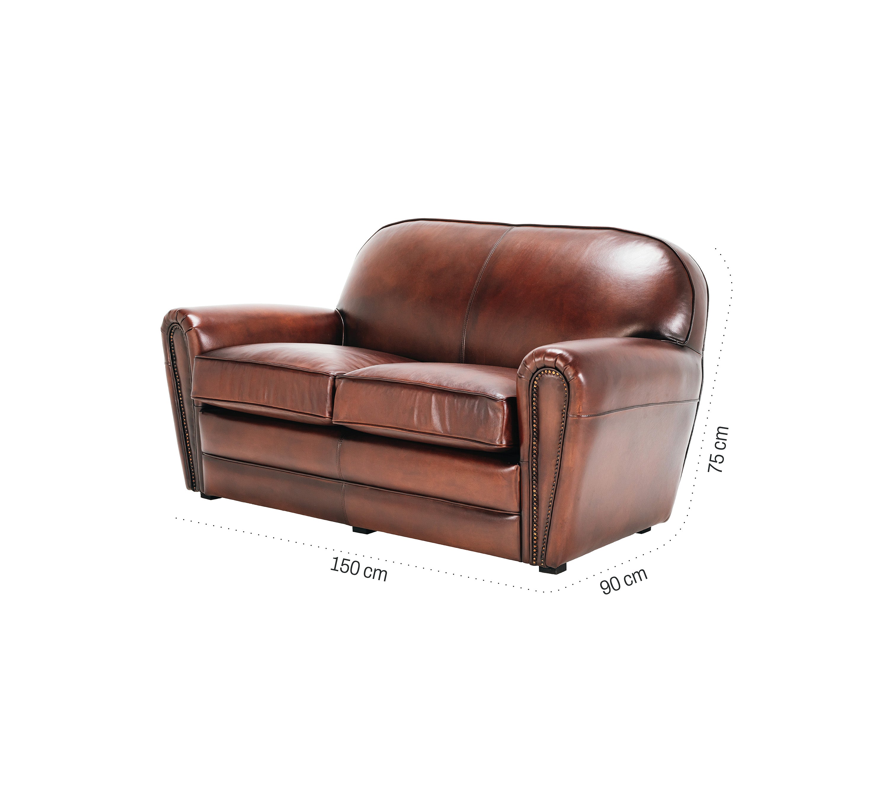Milán 150 cm leather sofa