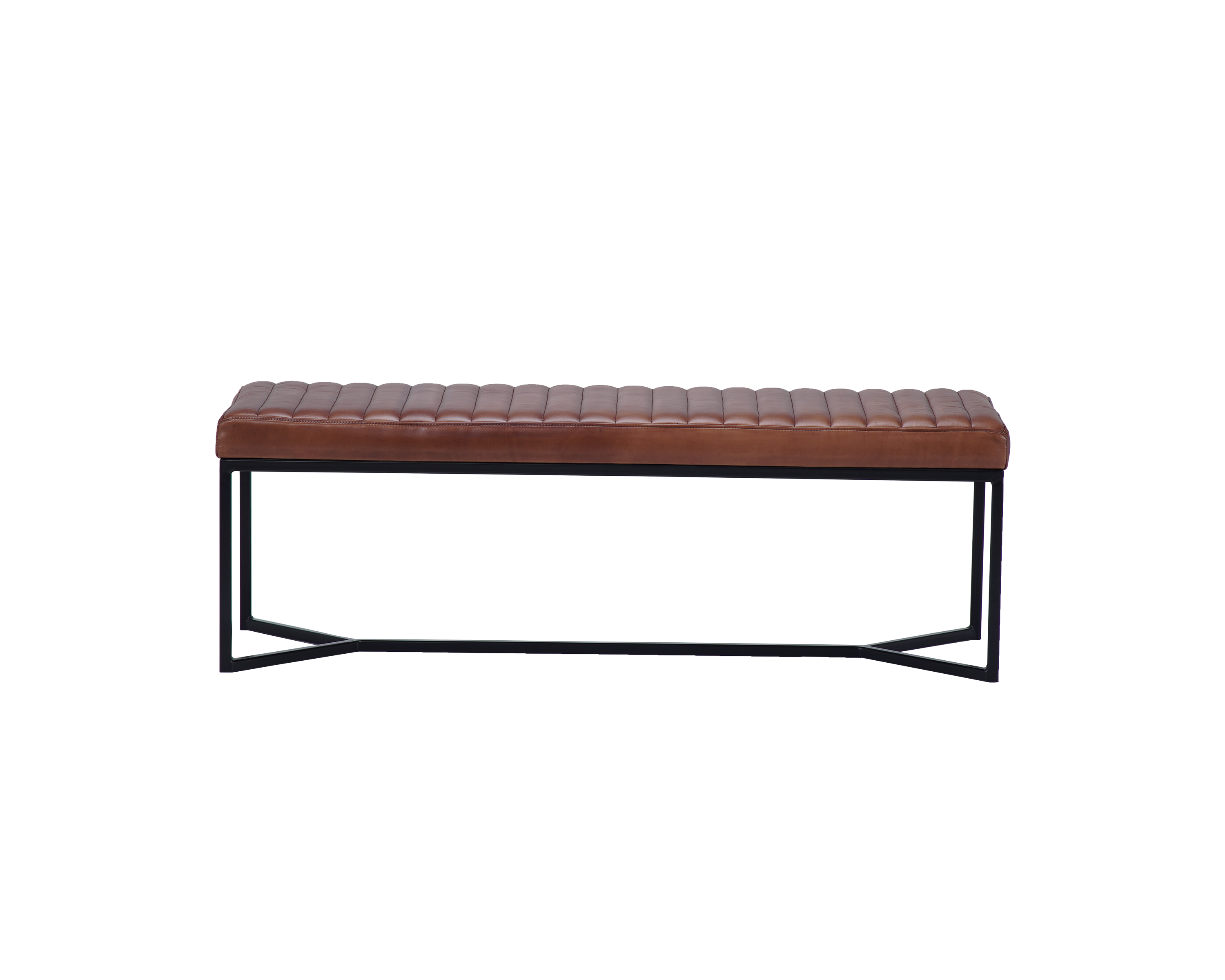 Nomad Ribbed Space leather bench X leg