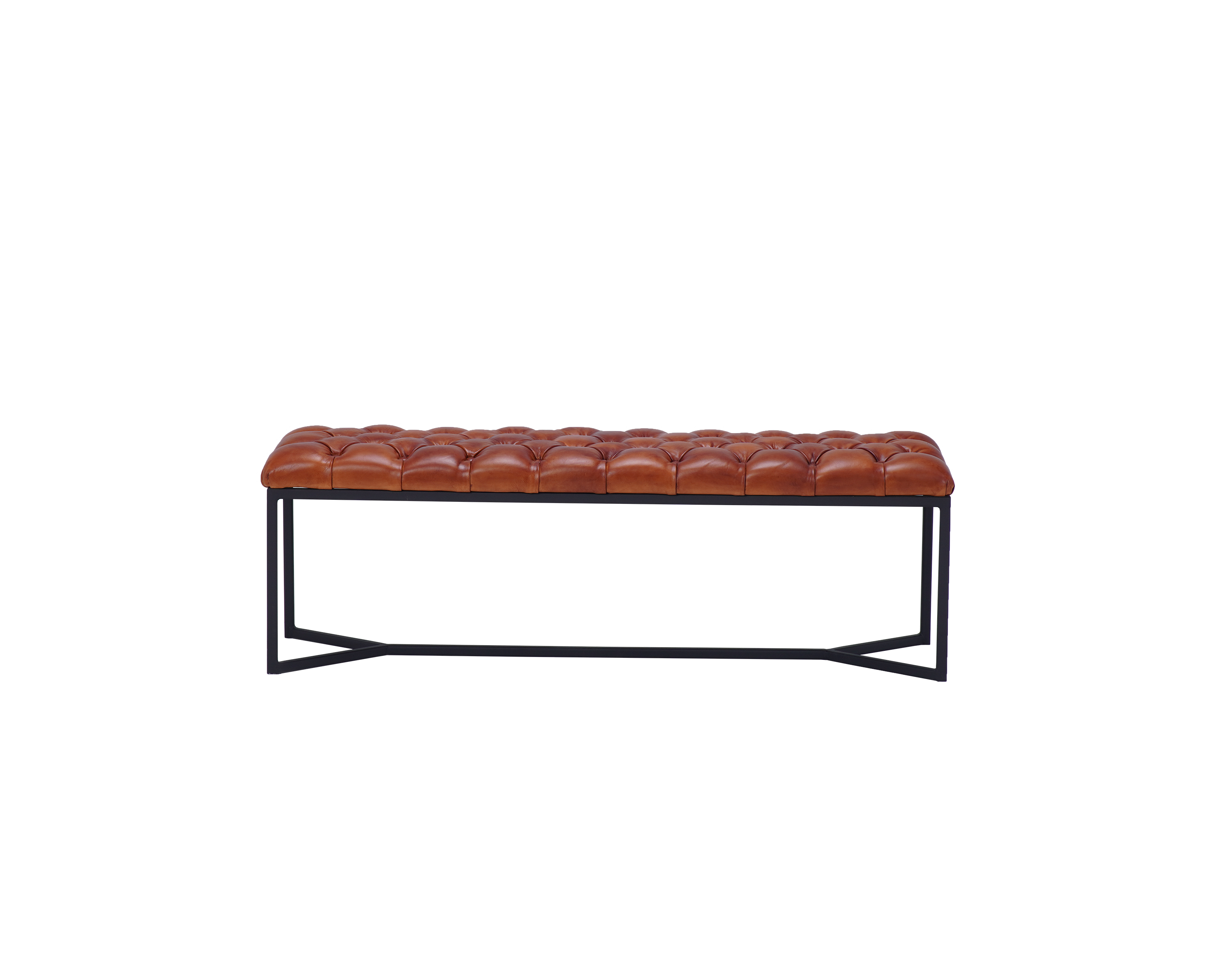 Nomad Buttoned Space leather bench X leg