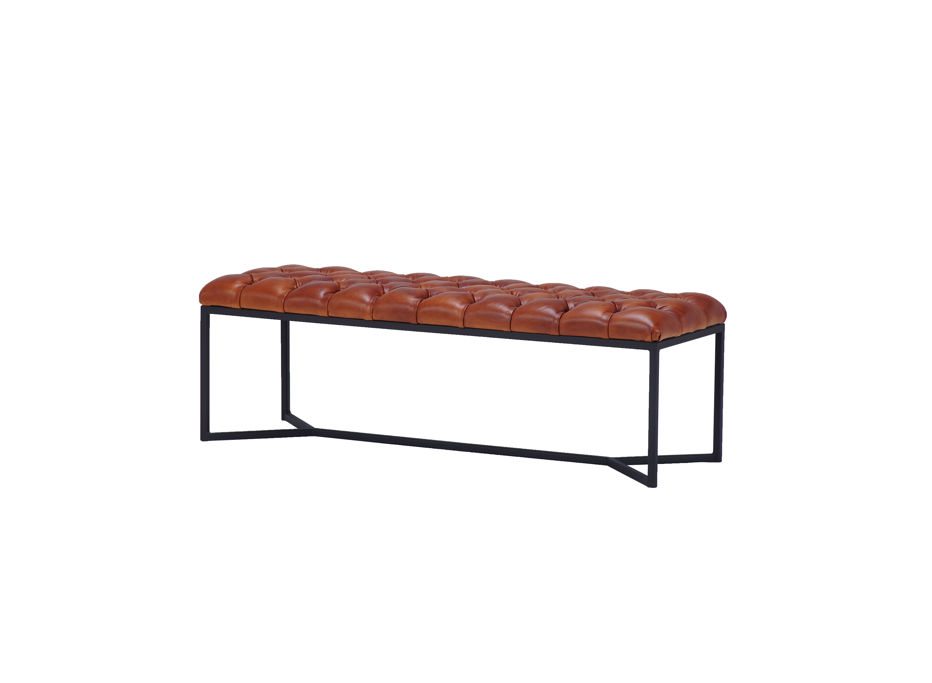 Nomad Buttoned Space leather bench X leg