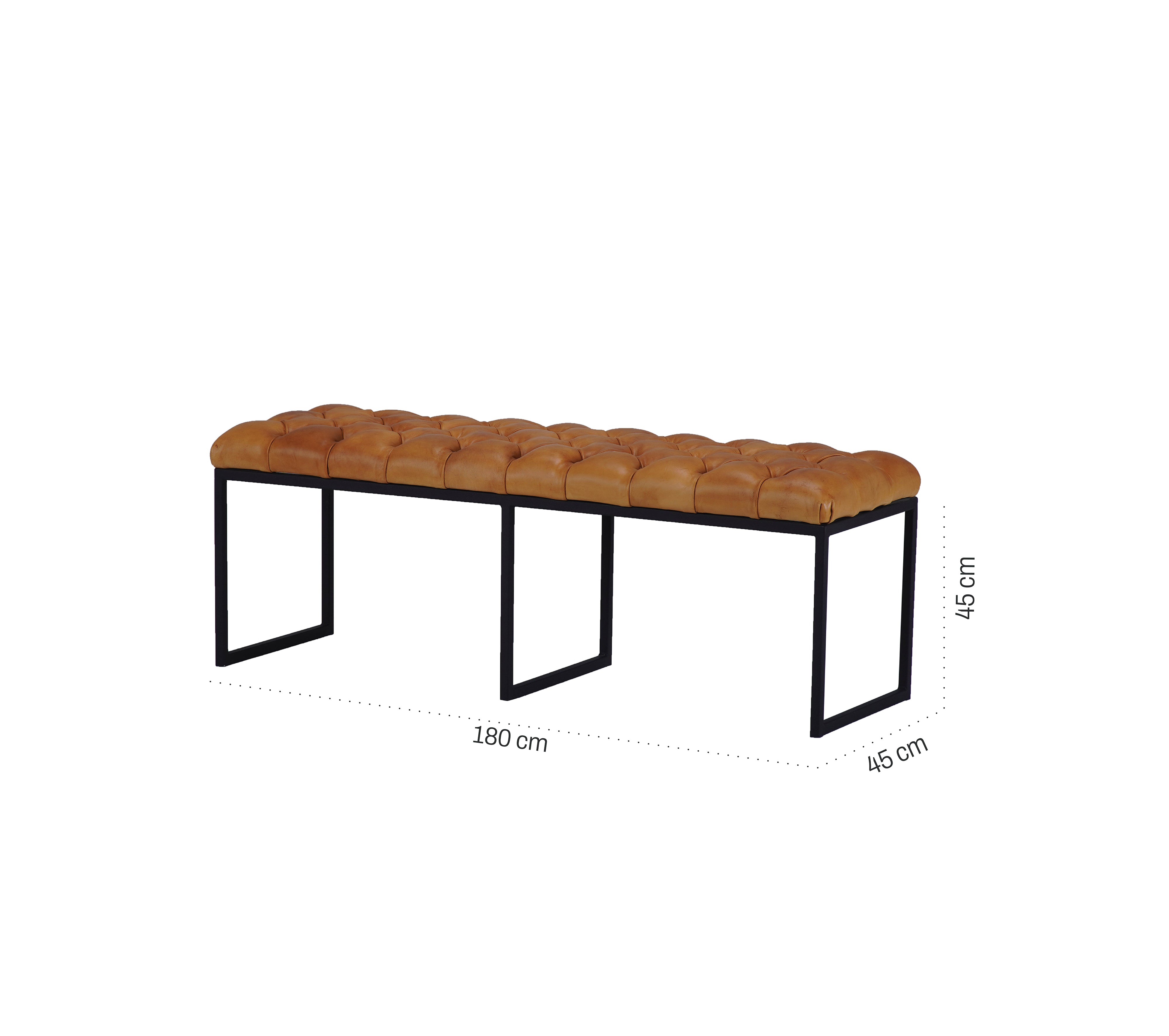 Nomad Buttoned Space leather bench U leg