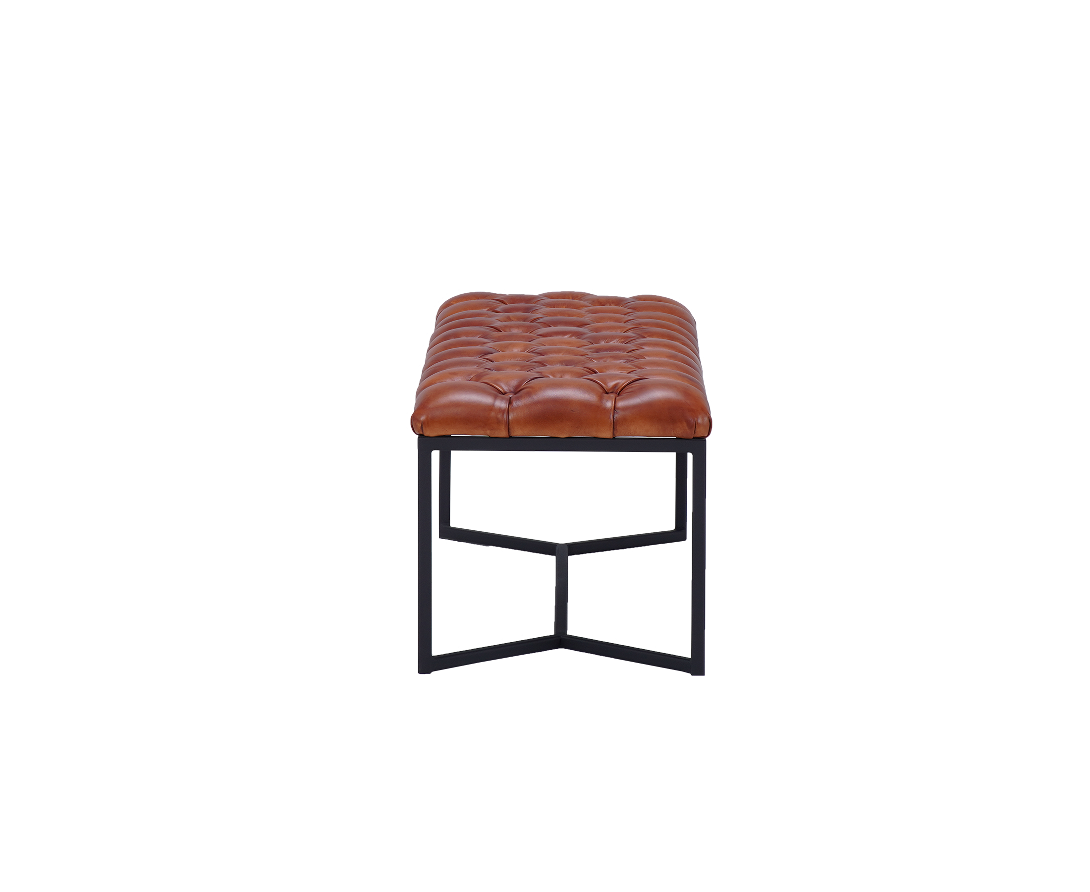 Nomad Buttoned Space leather bench X leg
