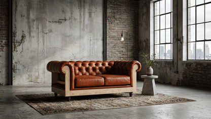 Canapea Deconstruită Austen Chesterfield din piele 180 cm