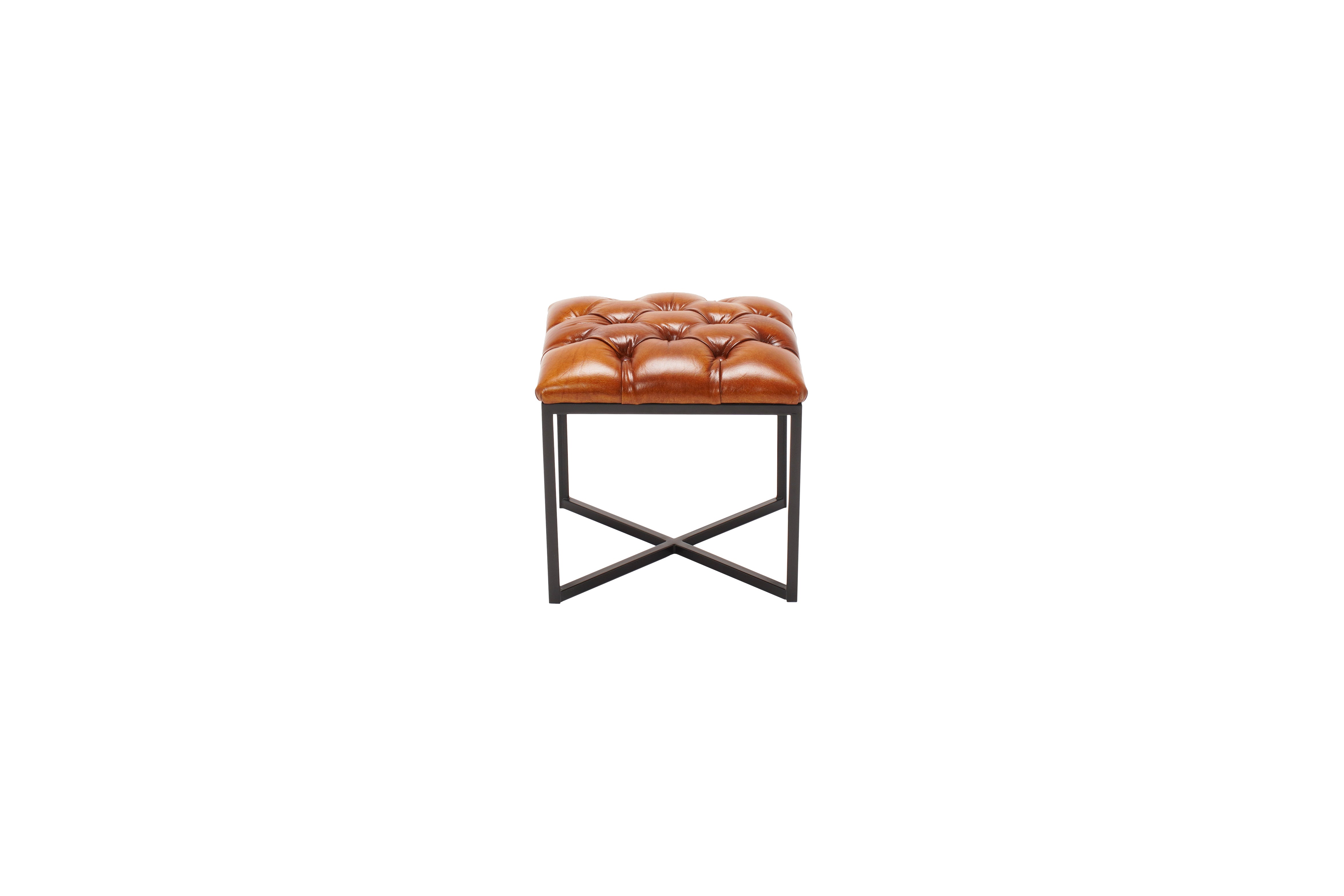 Taburet Buttoned din piele