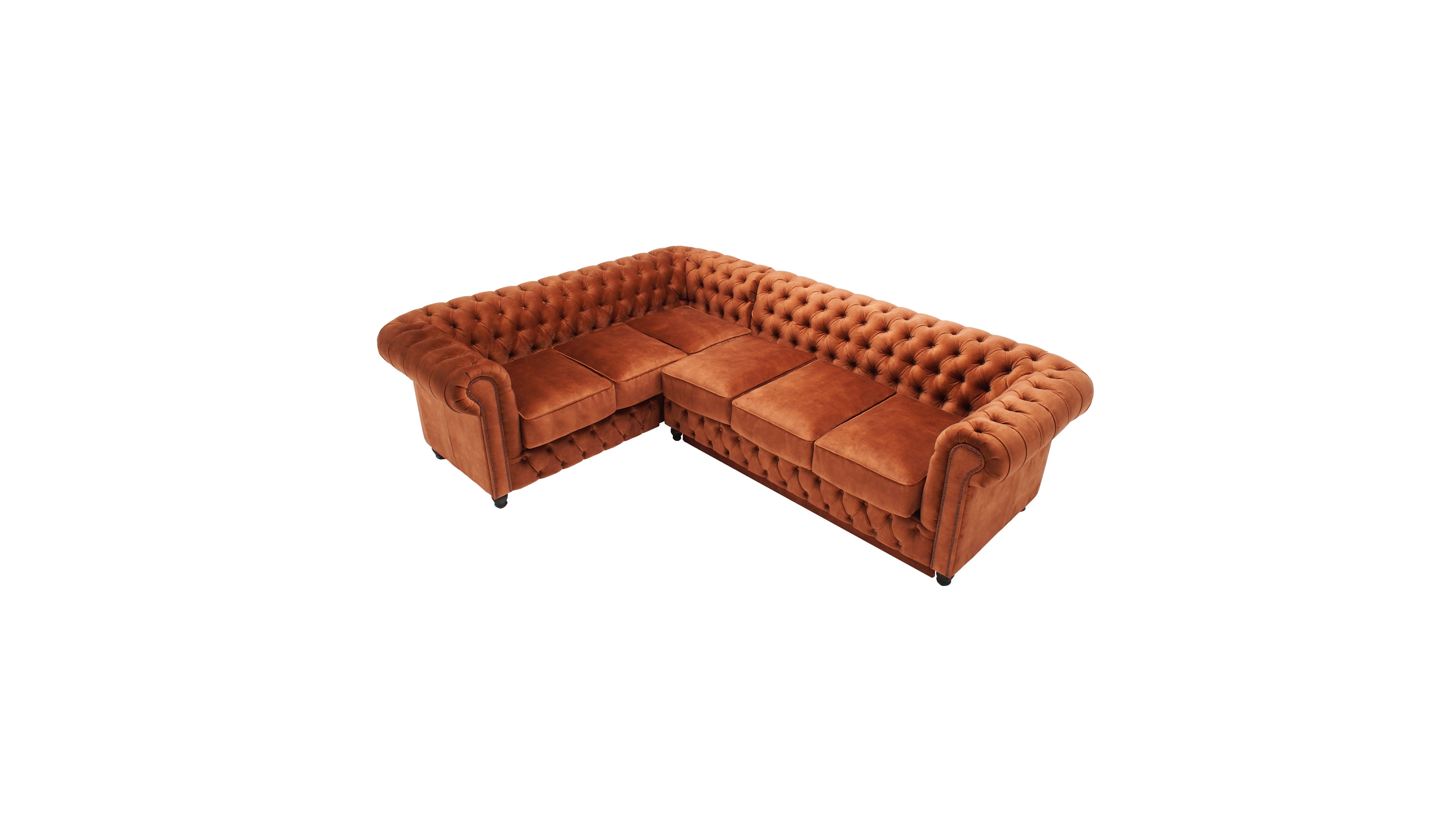 Canapea extensibilă din catifea Chesterfield Fleming 205 cm