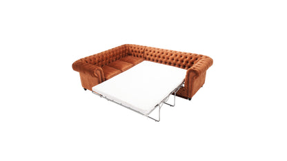 Canapea extensibilă din catifea Chesterfield Fleming 205 cm