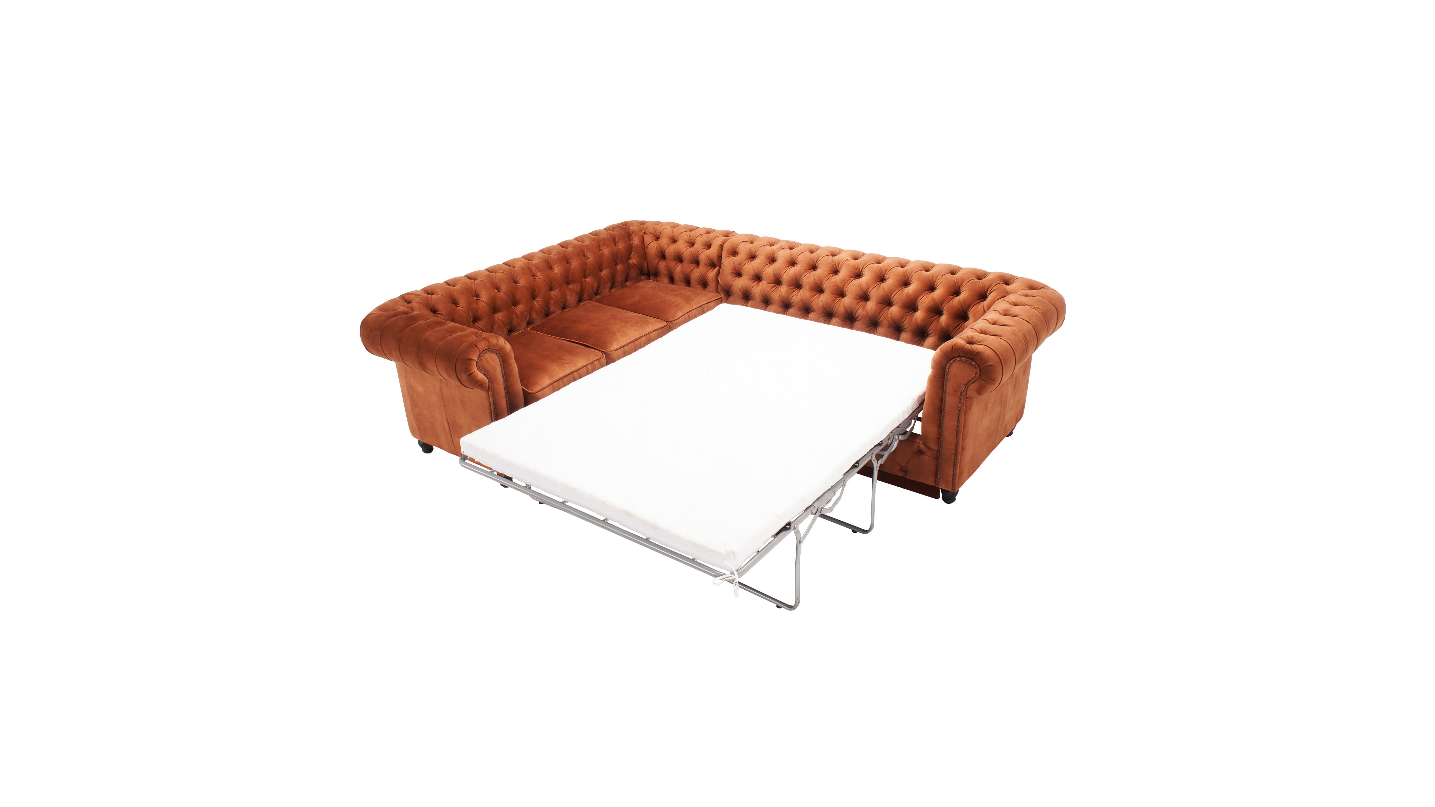 Canapea extensibilă din catifea Chesterfield Fleming 205 cm