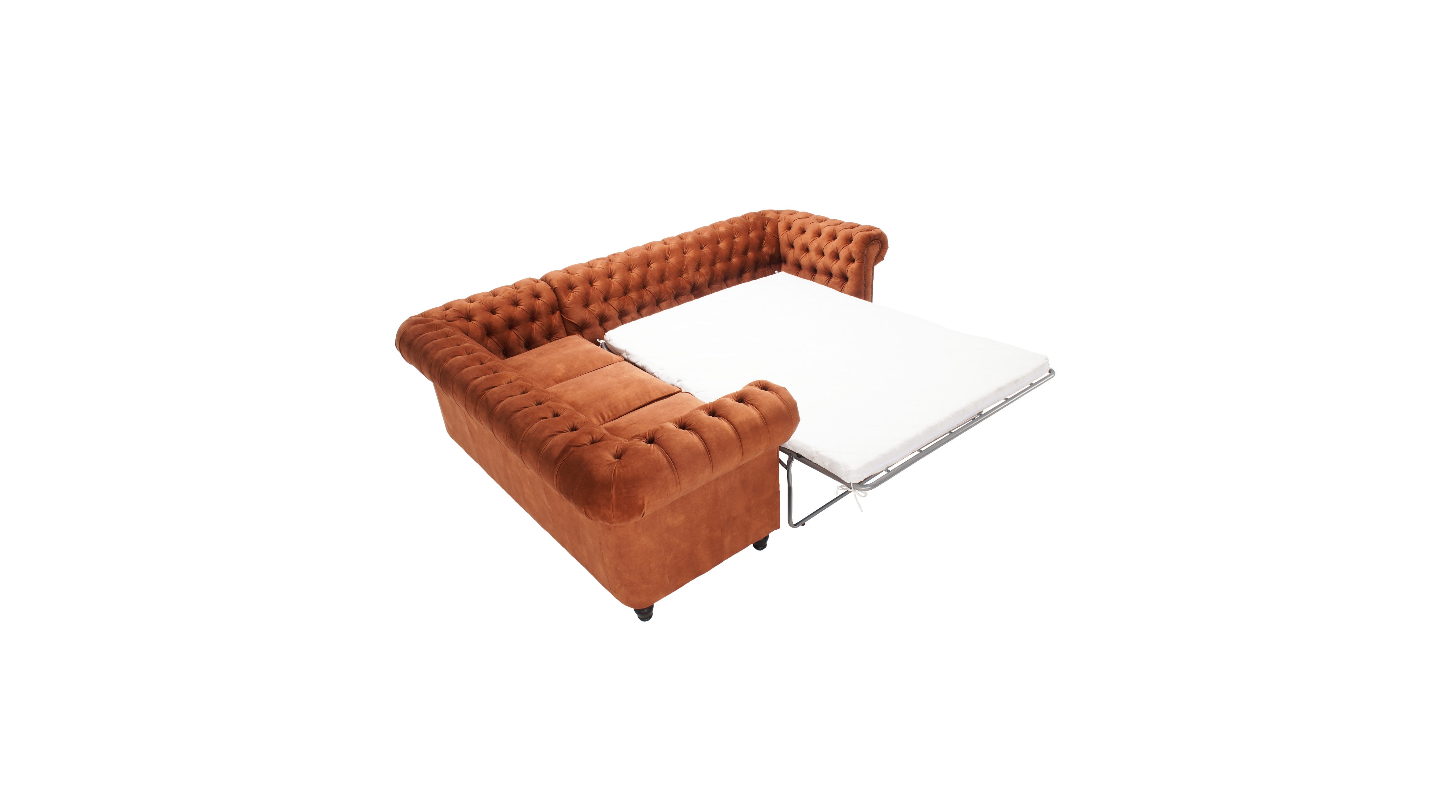 Canapea extensibilă din catifea Chesterfield Fleming 205 cm