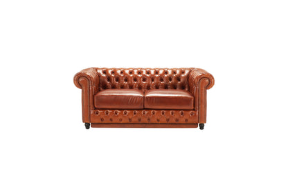 Canapea extensibila din piele Chesterfield Fleming 190 cm