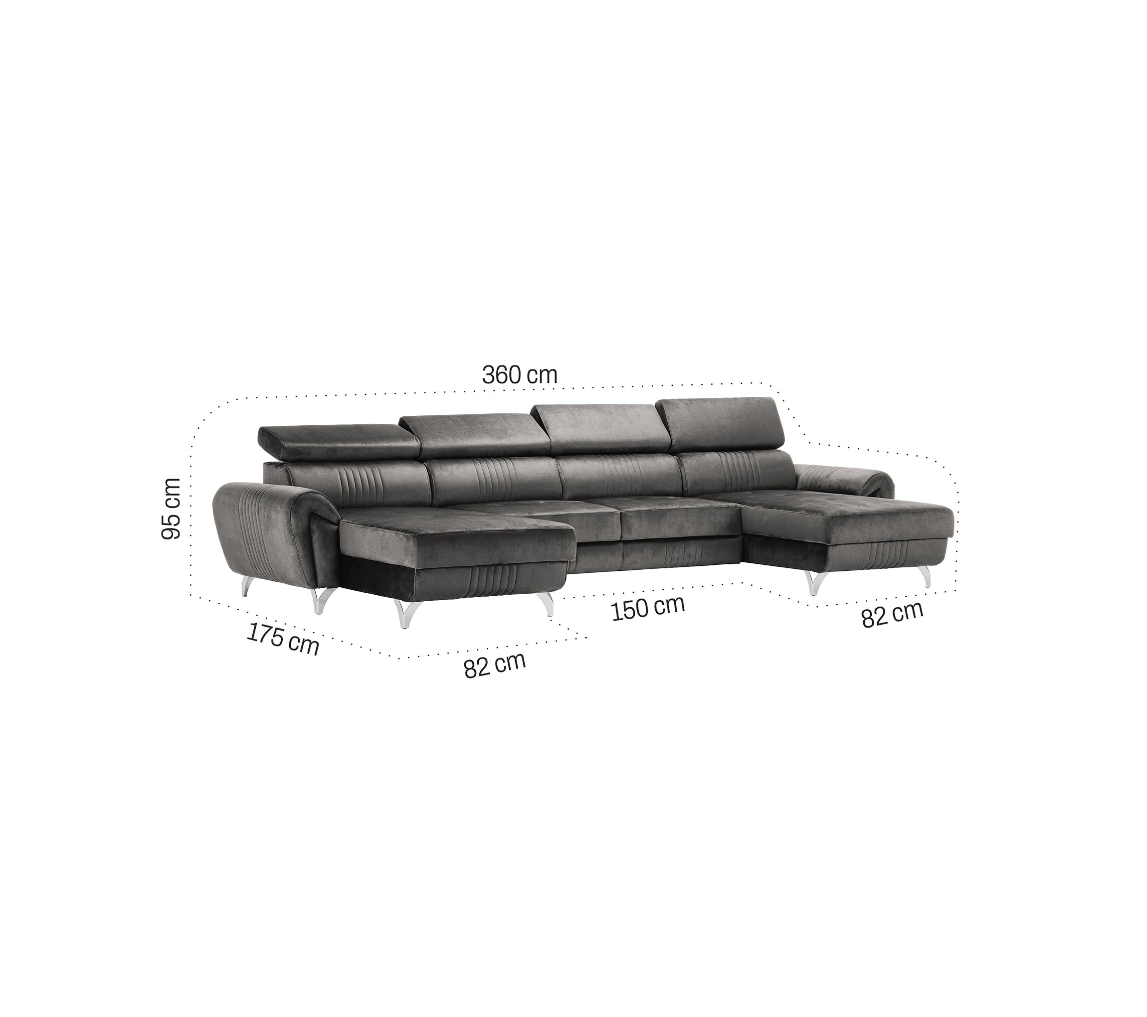 Canapea Balthazar din catifea in formă de U