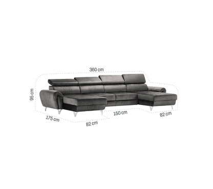 Canapea Balthazar din catifea in formă de U